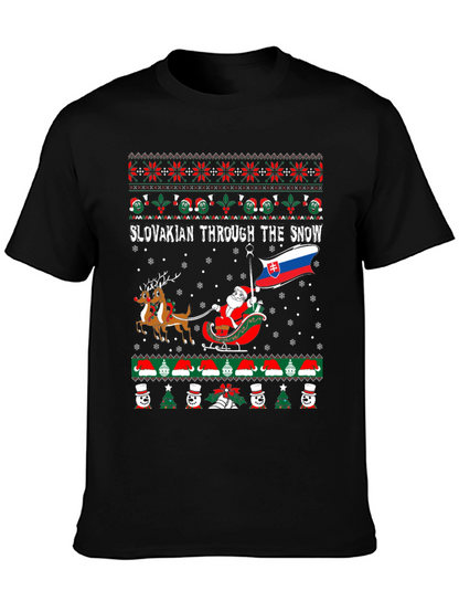Slovakian Through The Snow Ugly Christmas T-Shirt
