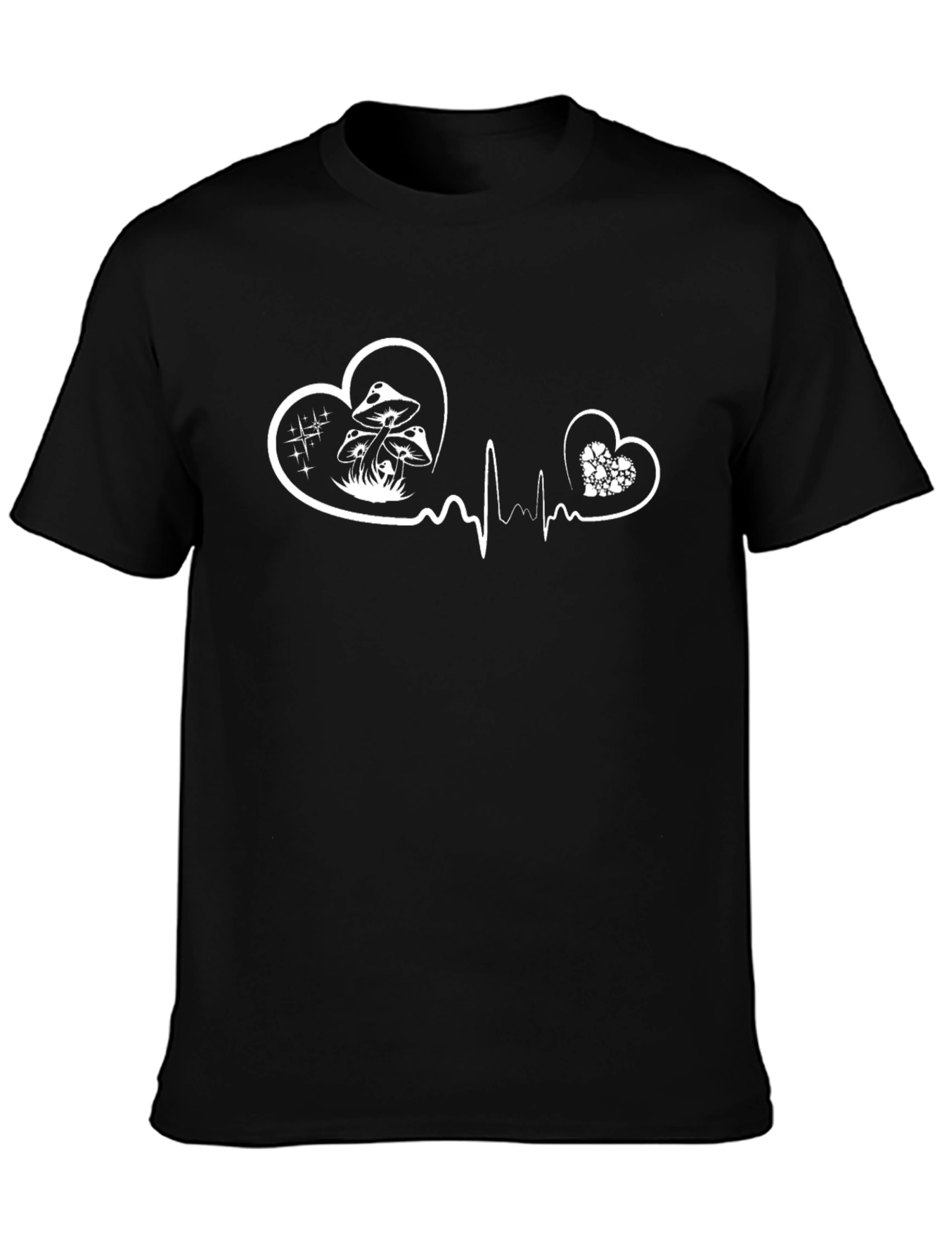 Heartbeat Mushroom Graphic Tee - Black