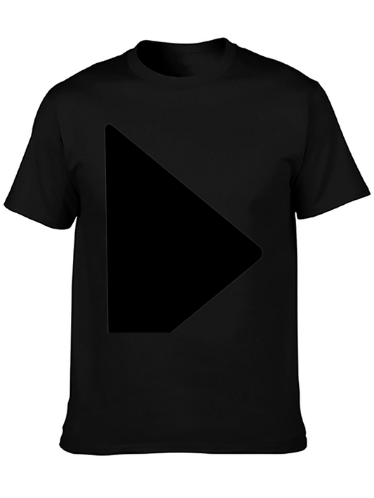 Mens Black T-Shirt with Play Button Design