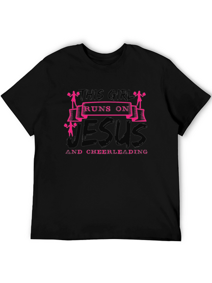This Girl Runs on Jesus and Cheerleading T-Shirt