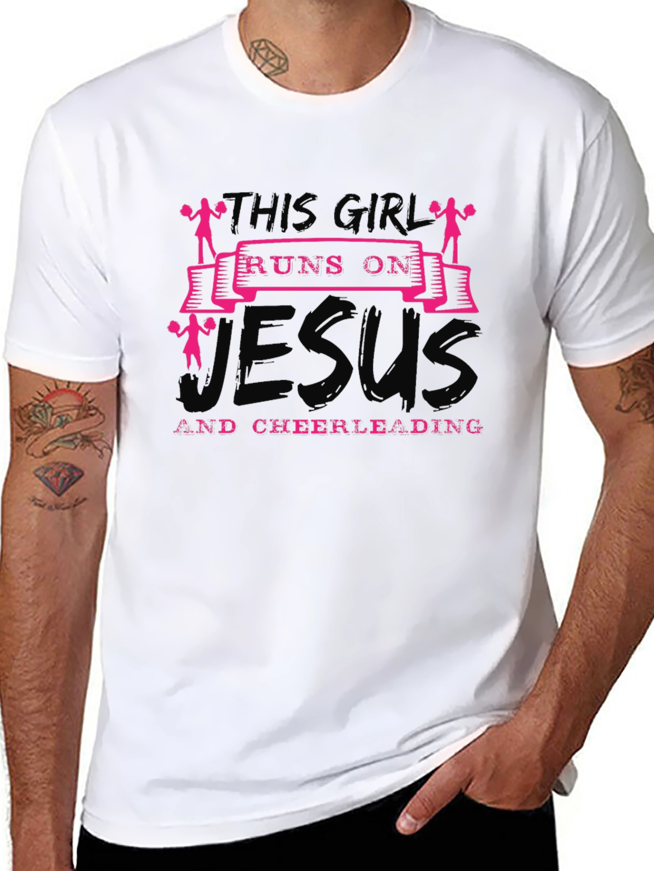 This Girl Runs on Jesus and Cheerleading T-Shirt
