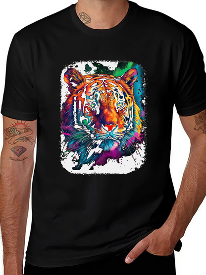 Vivid Tiger Graphic T-Shirt - Black