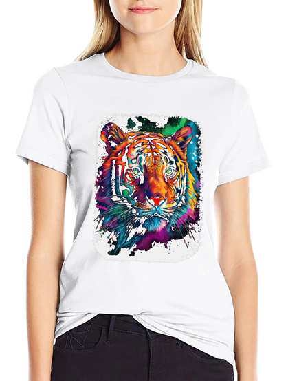 Vivid Tiger Graphic T-Shirt - Black