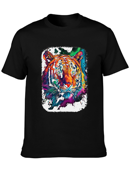 Vivid Tiger Graphic T-Shirt - Black