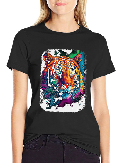 Vivid Tiger Graphic T-Shirt - Black