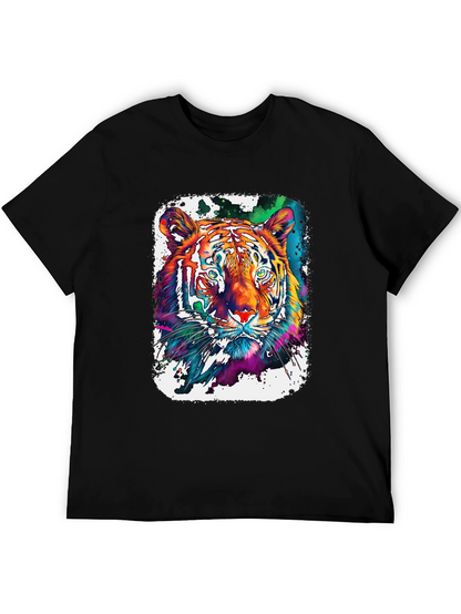 Vivid Tiger Graphic T-Shirt - Black