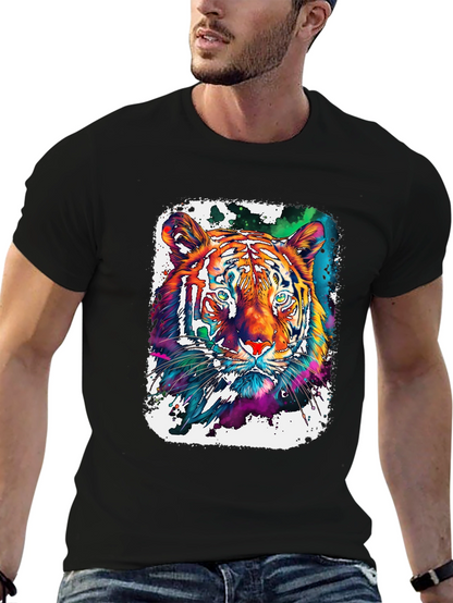 Vivid Tiger Graphic T-Shirt - Black