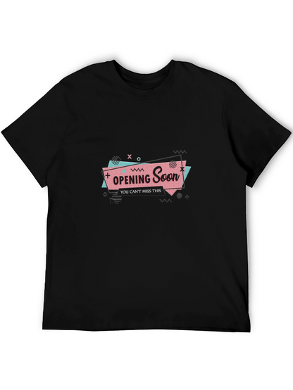 Opening Soon Graphic Tee - Black Cotton T-Shirt