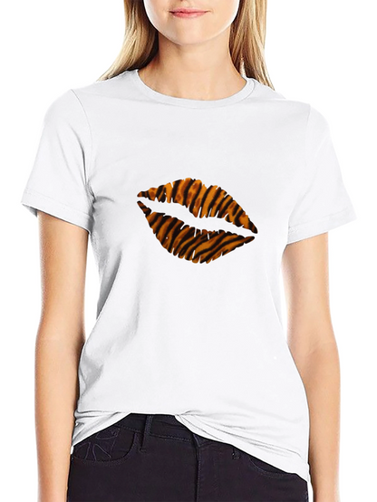 Tiger Stripe Lips Black T-Shirt