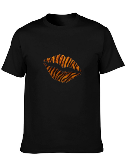 Tiger Stripe Lips Black T-Shirt