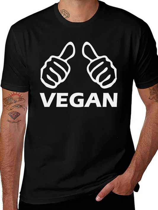 Vegan Thumbs Up Graphic Tee - Black Cotton T-Shirt