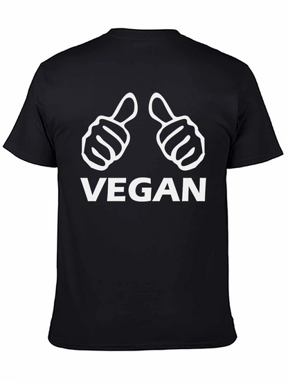 Vegan Thumbs Up Graphic Tee - Black Cotton T-Shirt