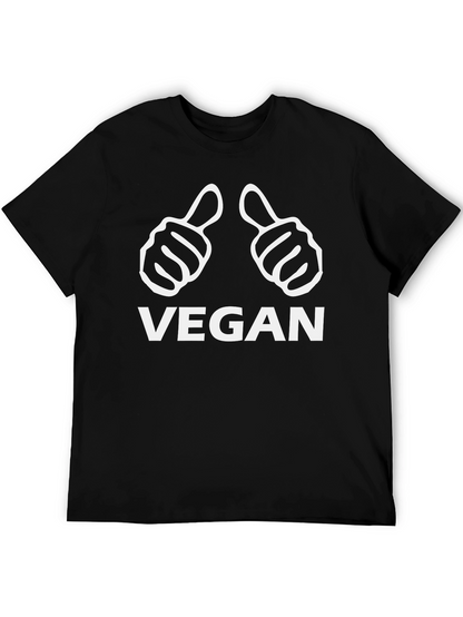 Vegan Thumbs Up Graphic Tee - Black Cotton T-Shirt