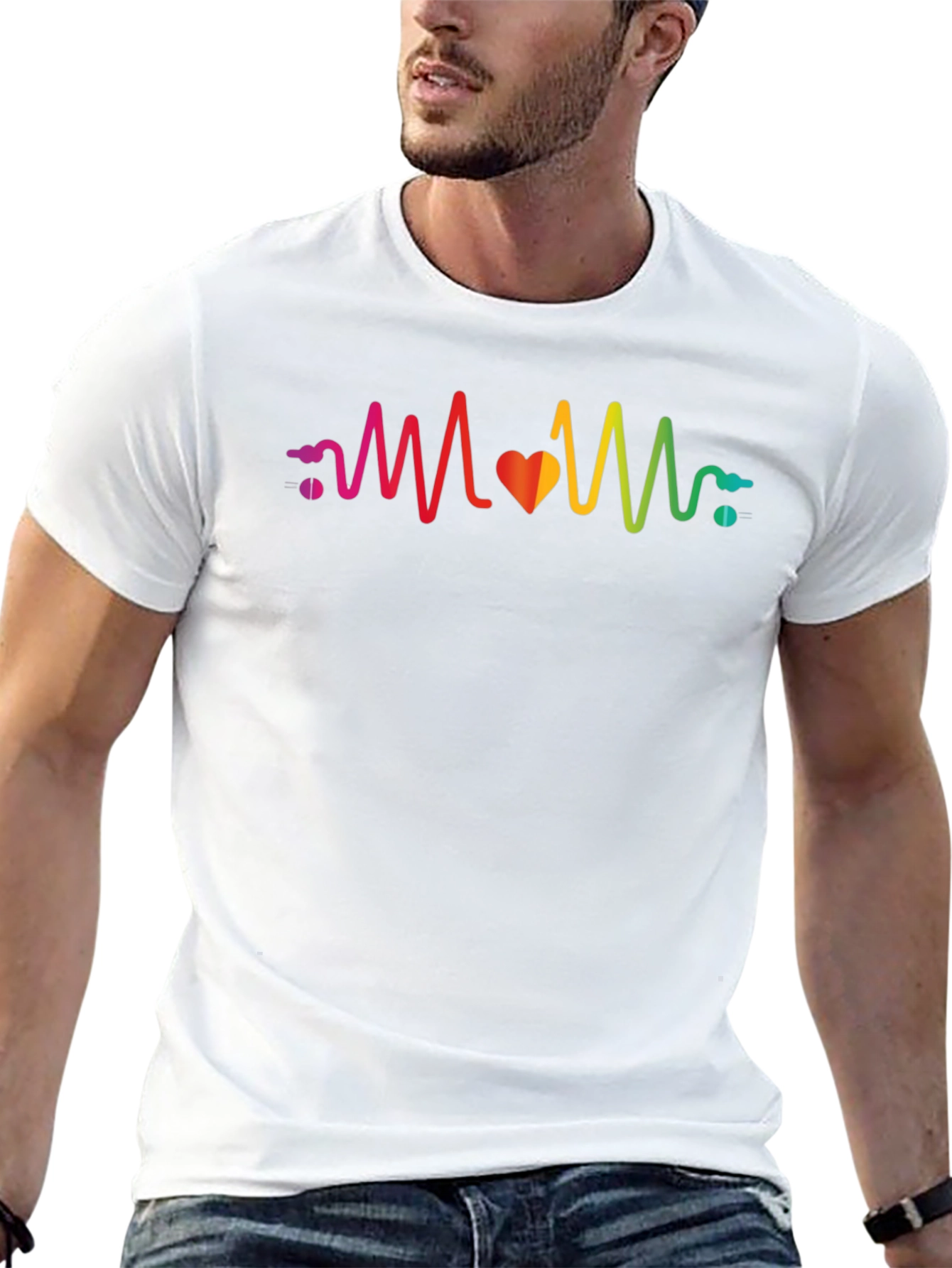 Rainbow Heartbeat Graphic T-Shirt - Stylish & Unique