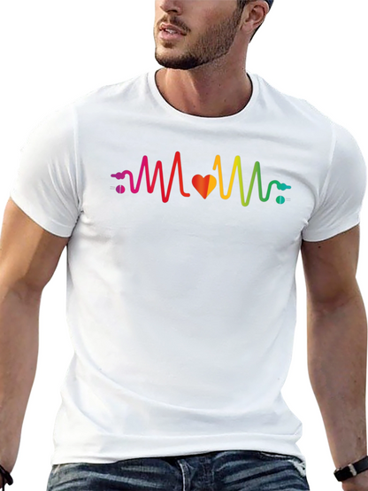 Rainbow Heartbeat Graphic T-Shirt - Stylish & Unique