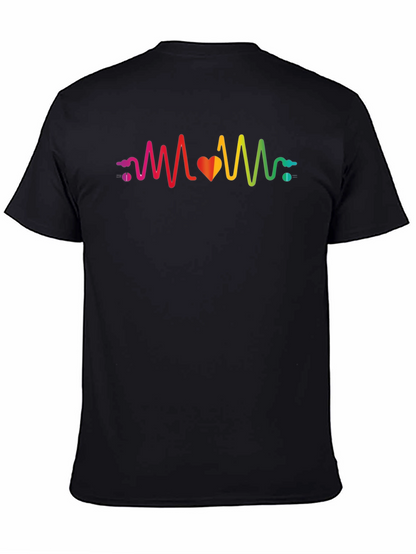 Rainbow Heartbeat Graphic T-Shirt - Stylish & Unique