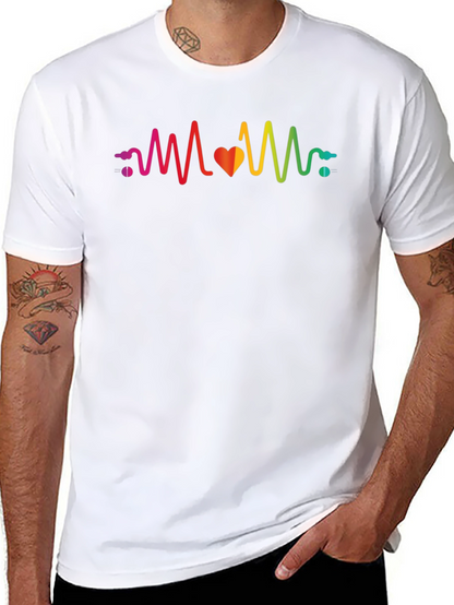 Rainbow Heartbeat Graphic T-Shirt - Stylish & Unique