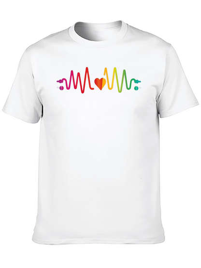 Rainbow Heartbeat Graphic T-Shirt - Stylish & Unique