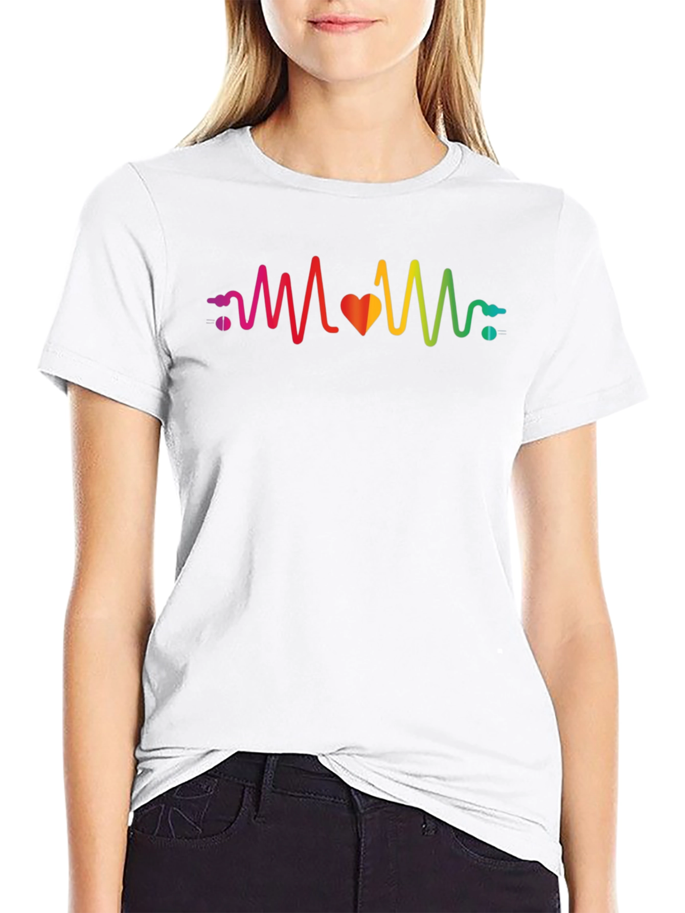 Rainbow Heartbeat Graphic T-Shirt - Stylish & Unique