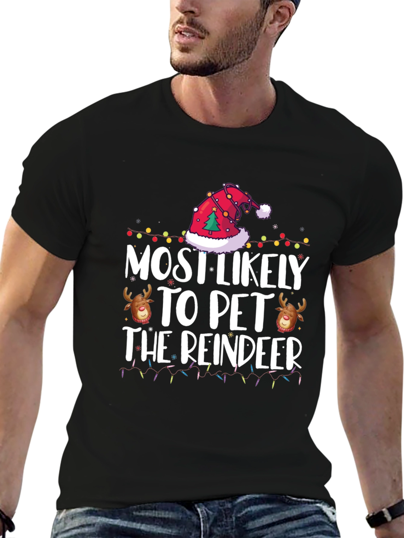 Most Likely to Pet the Reindeer Christmas Tee