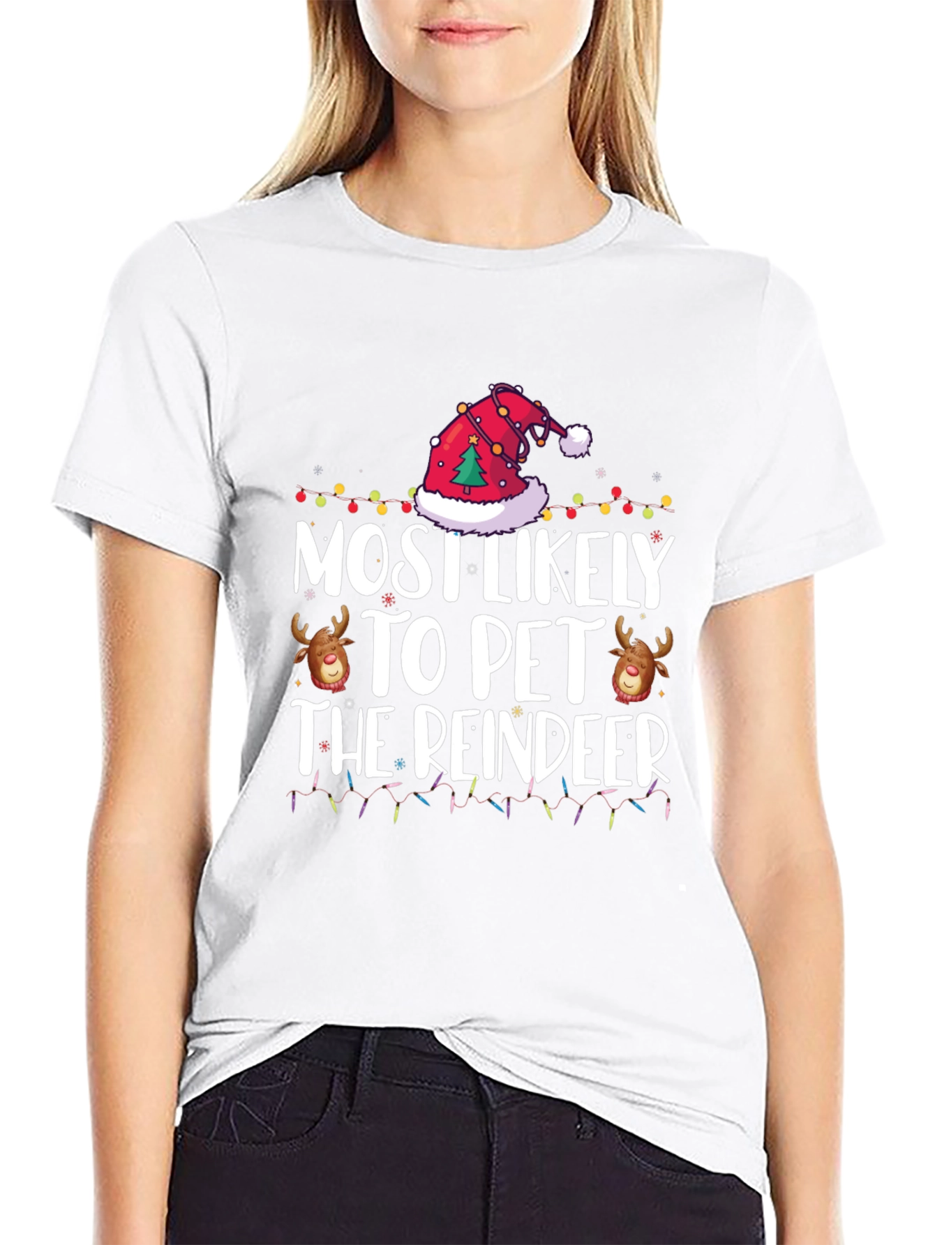 Most Likely to Pet the Reindeer Christmas Tee