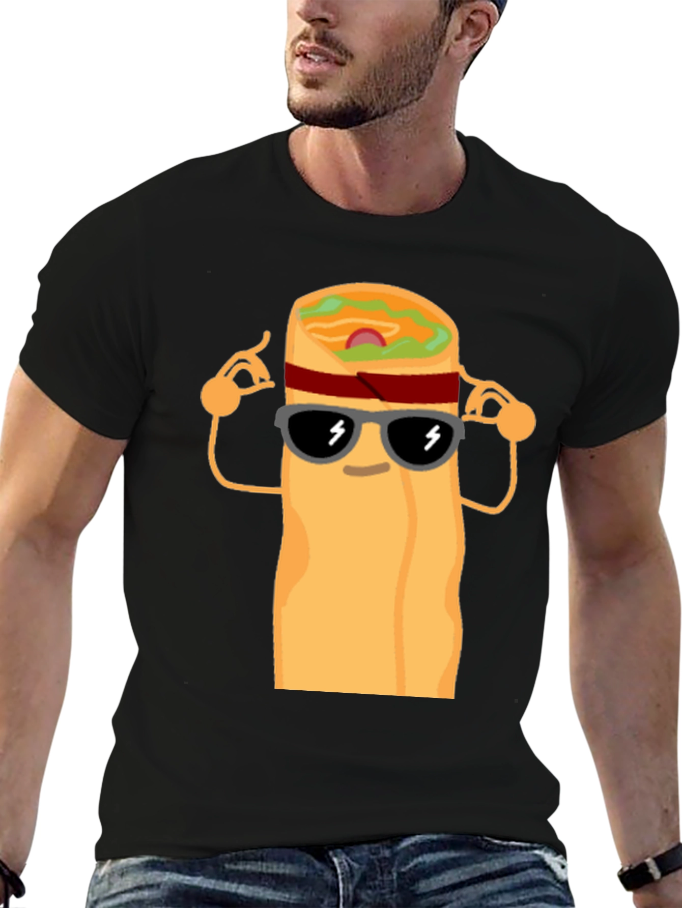 Cool Burrito Graphic T-Shirt - Black