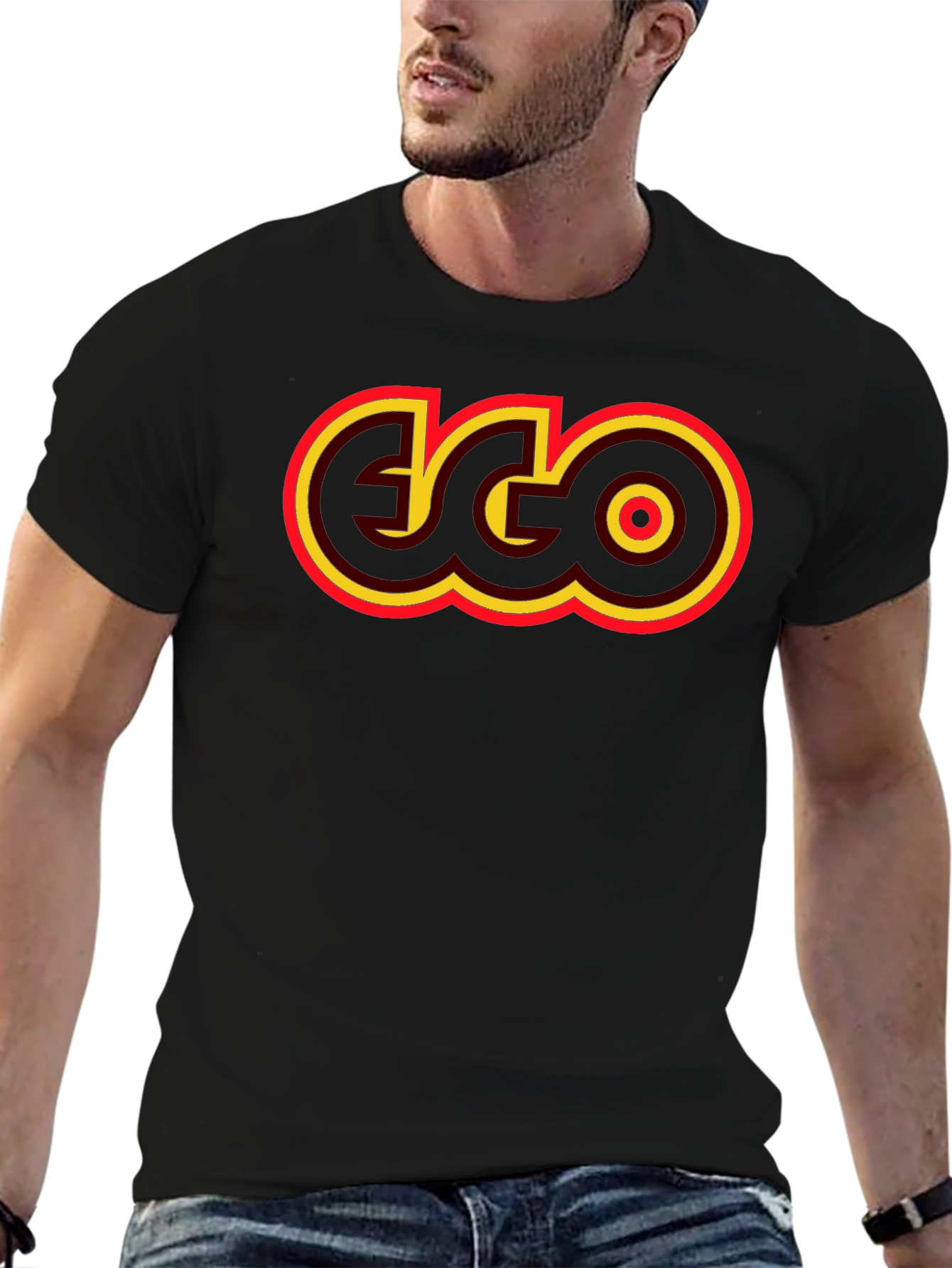 Retro EGO Graphic T-Shirt - Black