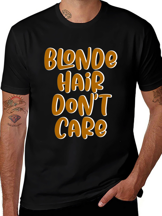 Blonde Hair Dont Care Graphic Tee - Mens Black T-Shirt