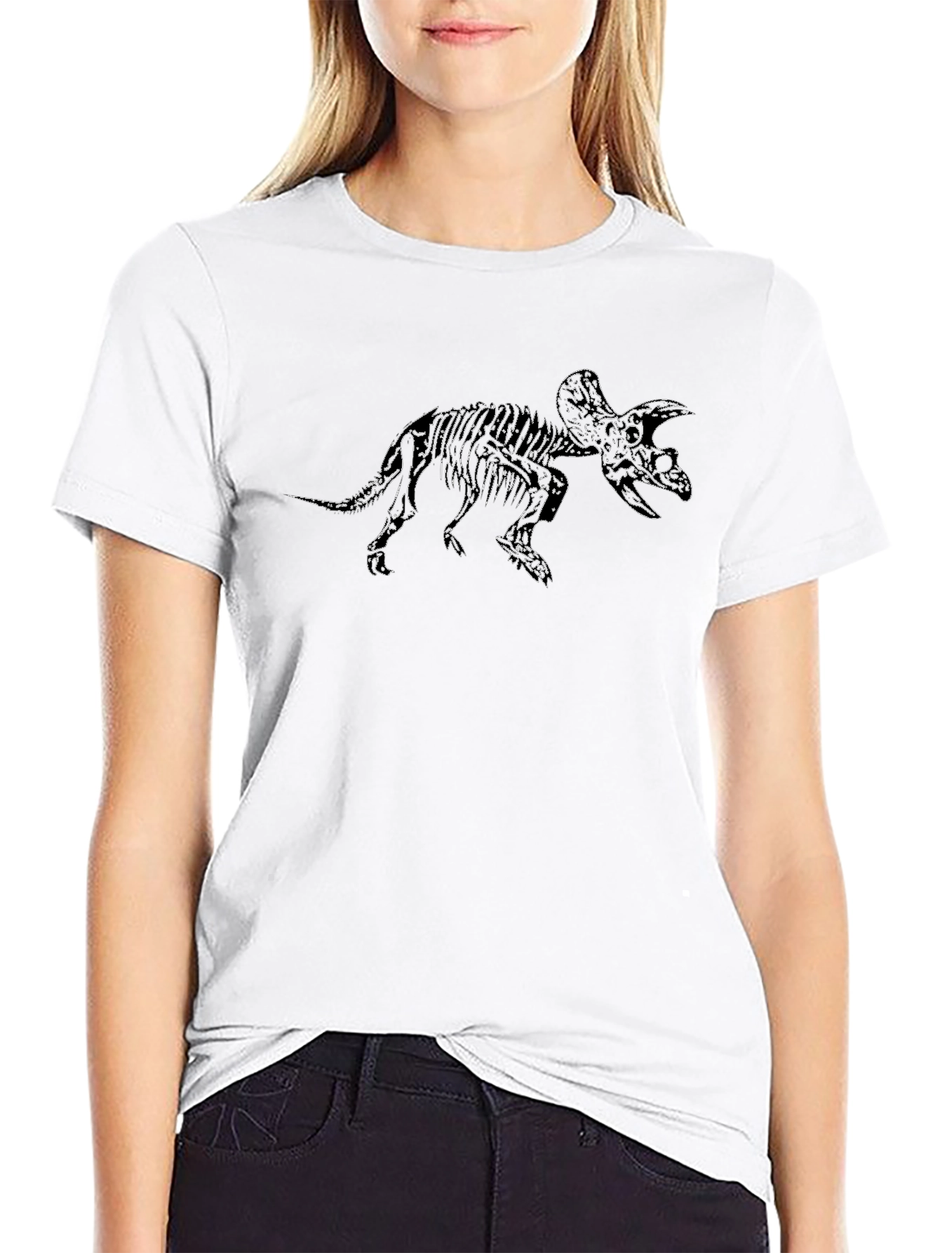 Triceratops Skeleton Graphic T-Shirt - Black