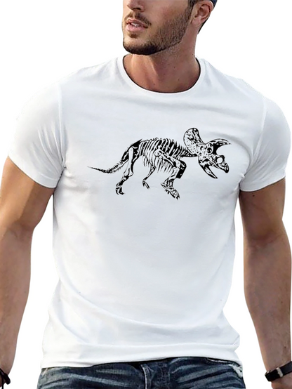 Triceratops Skeleton Graphic T-Shirt - Black