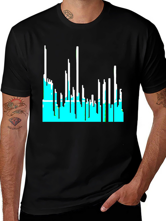 Abstract Cityscape Graphic Tee - Black