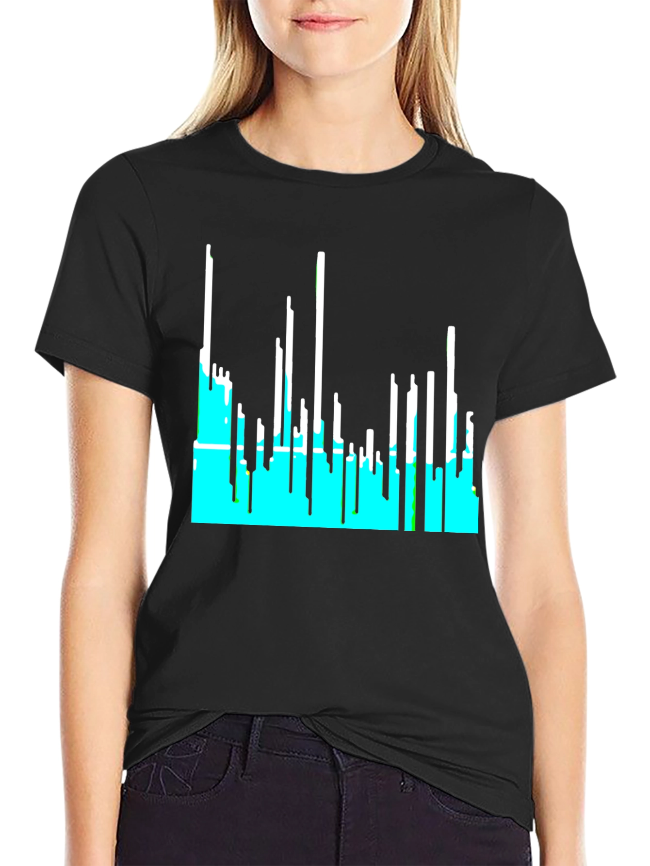 Abstract Cityscape Graphic Tee - Black
