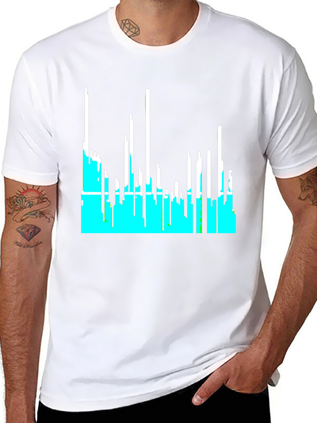 Abstract Cityscape Graphic Tee - Black