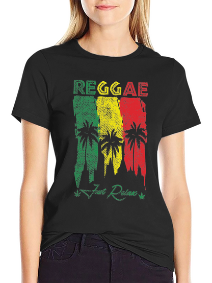 Reggae Palm Tree Graphic T-Shirt - Just Relax!