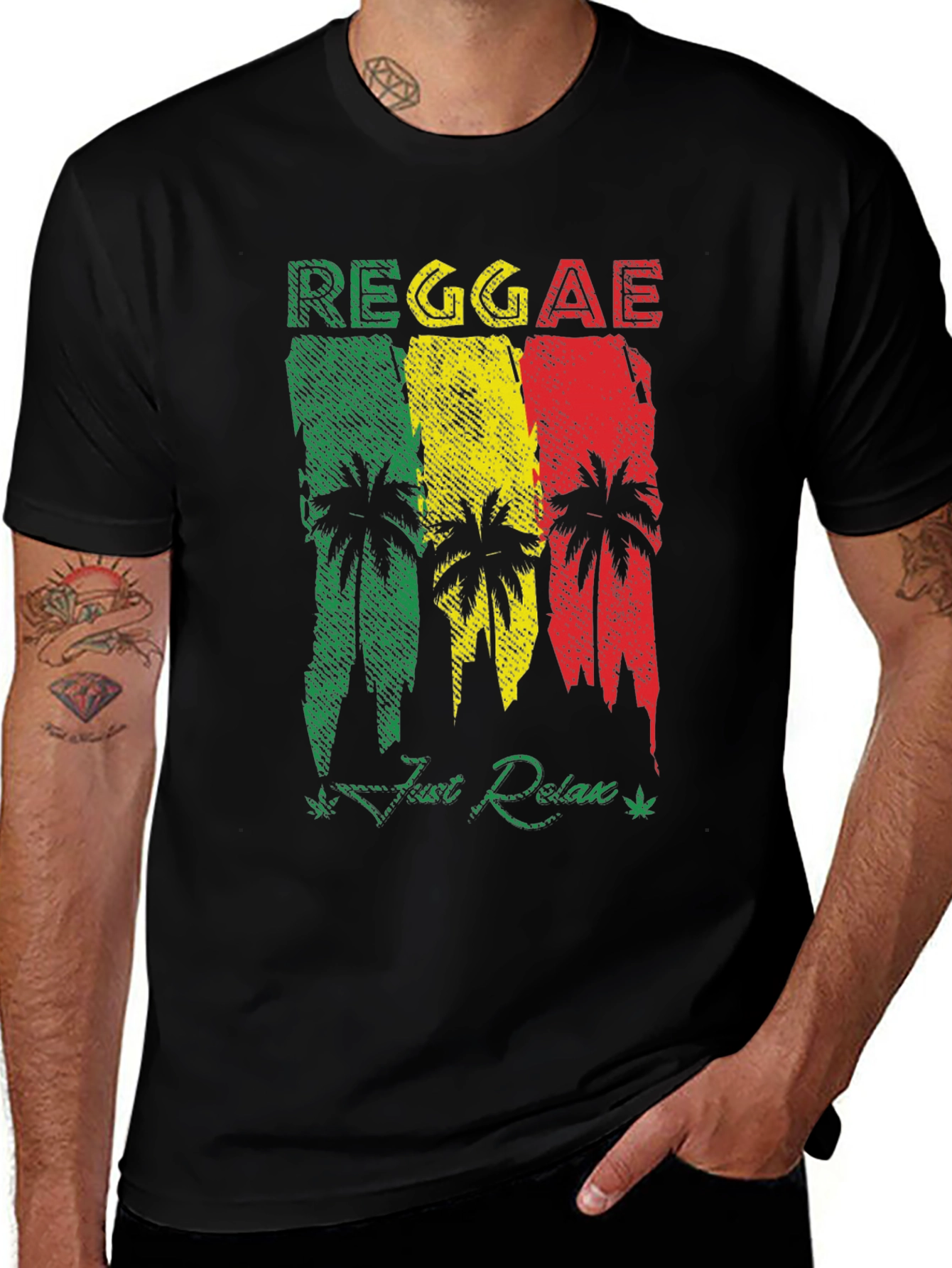 Reggae Palm Tree Graphic T-Shirt - Just Relax!