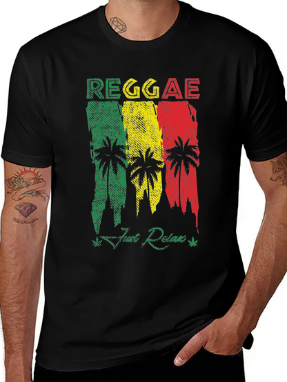 Reggae Palm Tree Graphic T-Shirt - Just Relax!