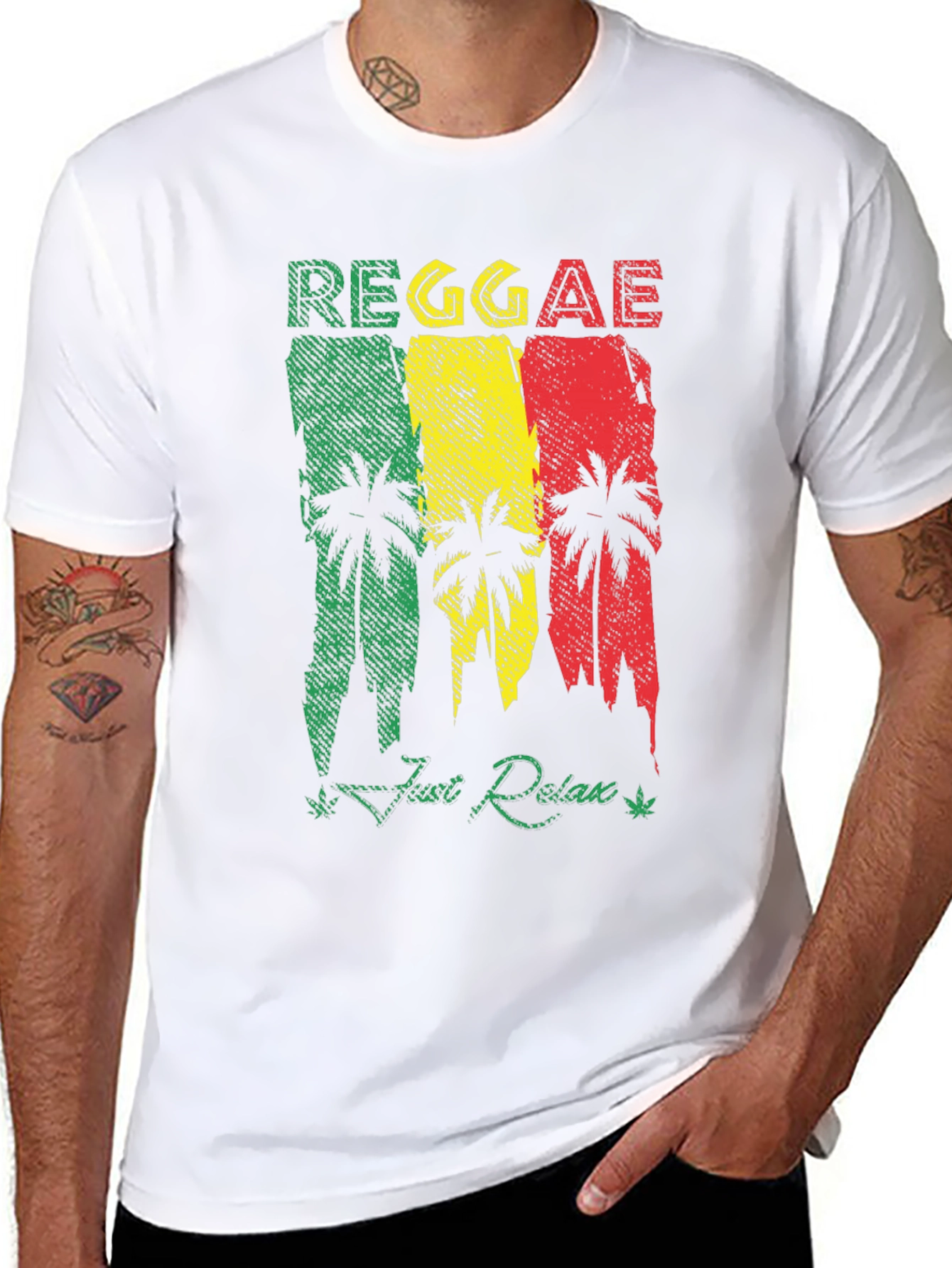 Reggae Palm Tree Graphic T-Shirt - Just Relax!
