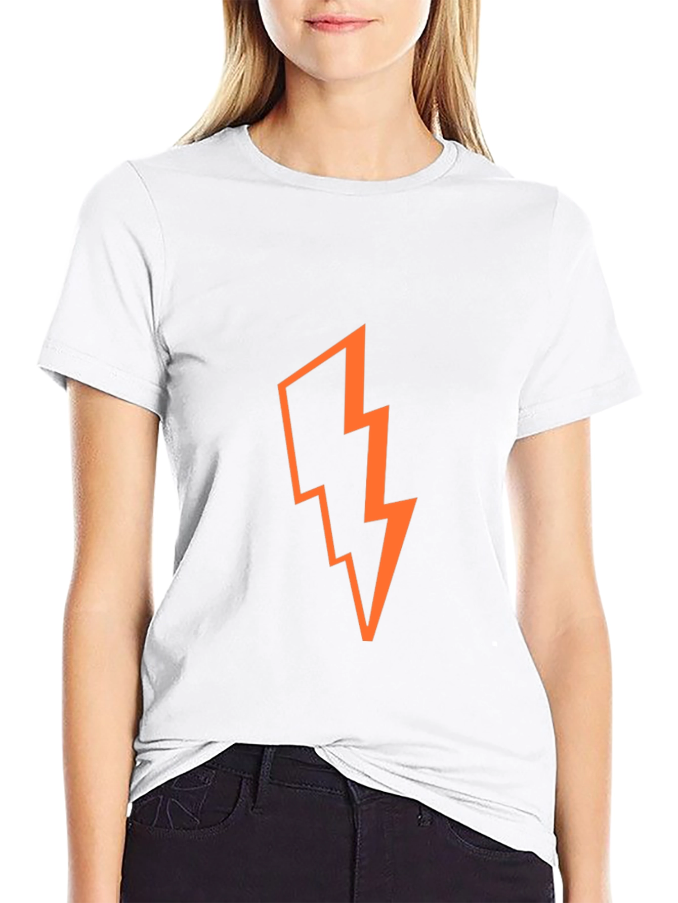 Bold Lightning Bolt Graphic T-Shirt - Black