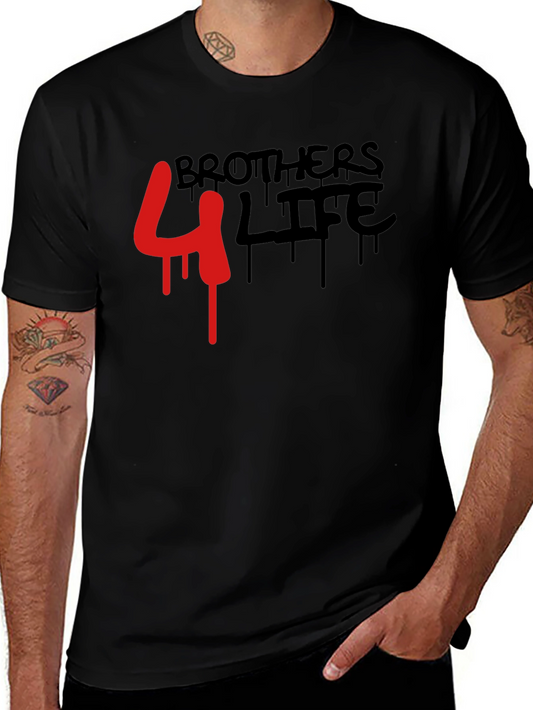 Brothers 4 Life Graphic Tee - Black Crew Neck T-Shirt