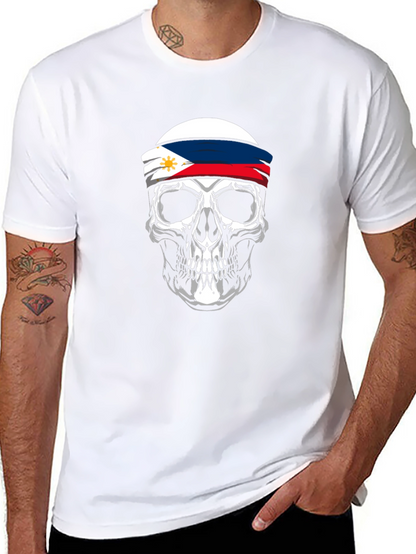 Philippine Flag Skull Graphic Tee - Black