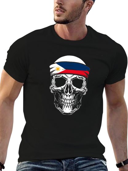 Philippine Flag Skull Graphic Tee - Black