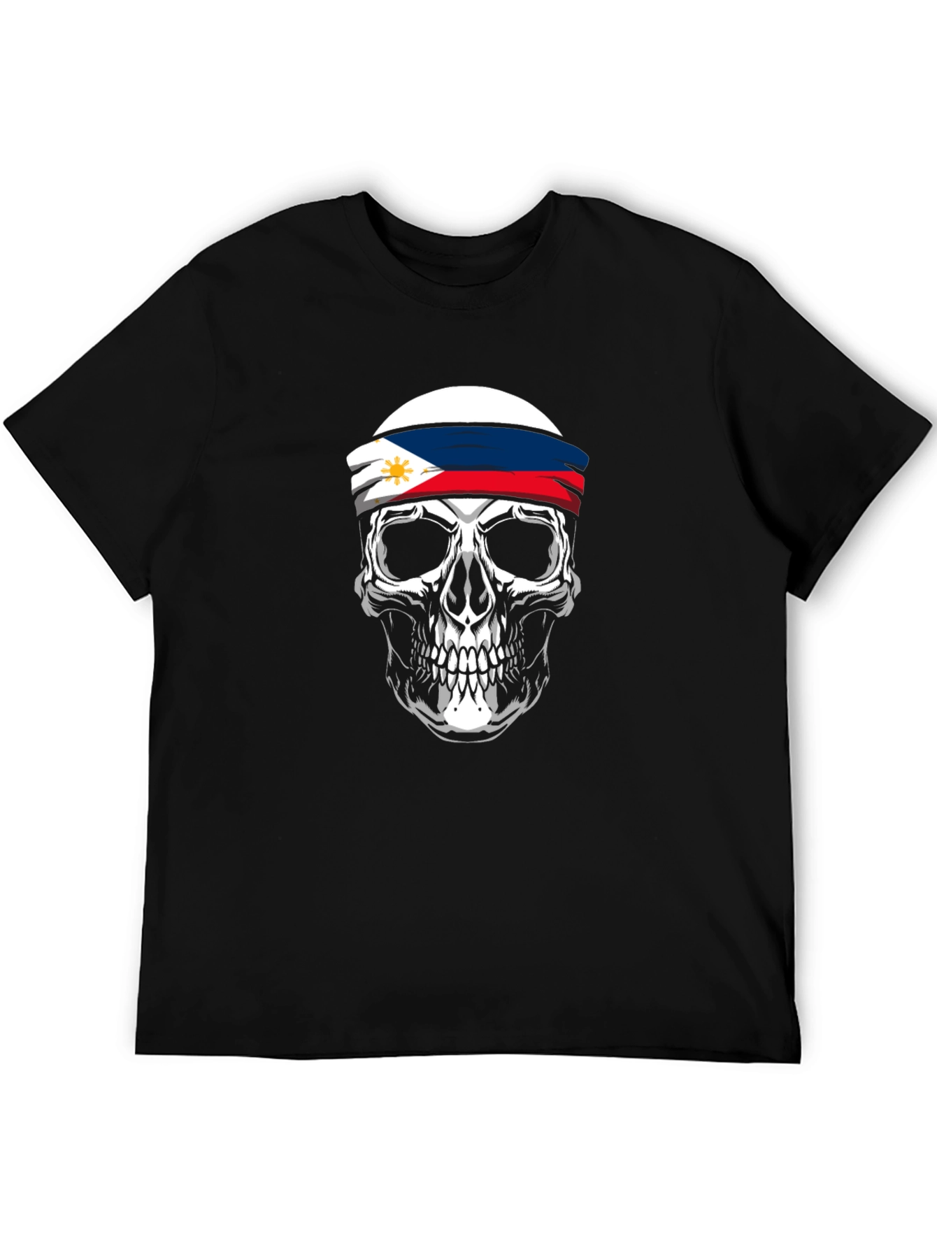 Philippine Flag Skull Graphic Tee - Black