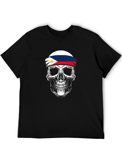 Philippine Flag Skull Graphic Tee - Black