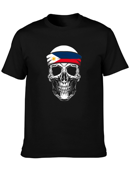 Philippine Flag Skull Graphic Tee - Black
