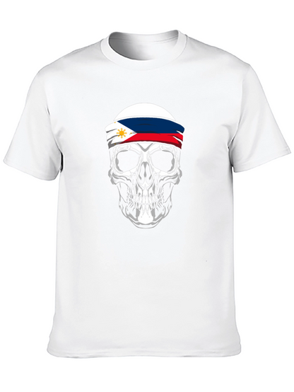 Philippine Flag Skull Graphic Tee - Black