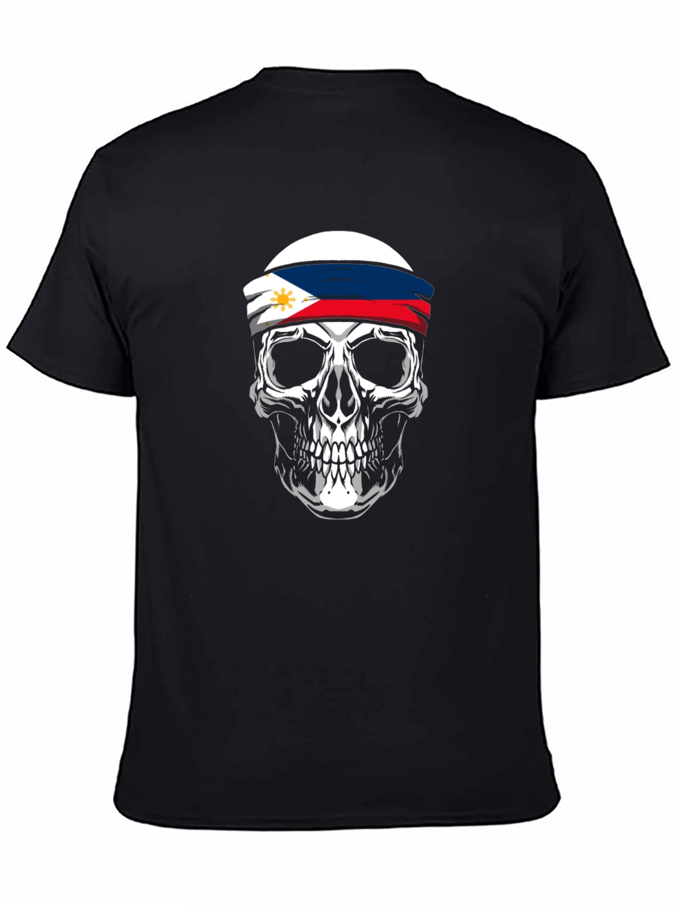 Philippine Flag Skull Graphic Tee - Black