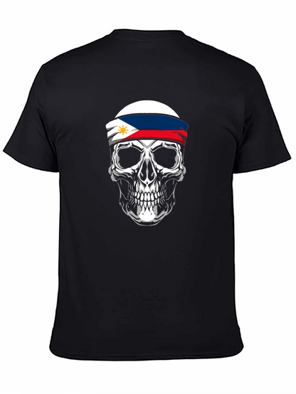 Philippine Flag Skull Graphic Tee - Black