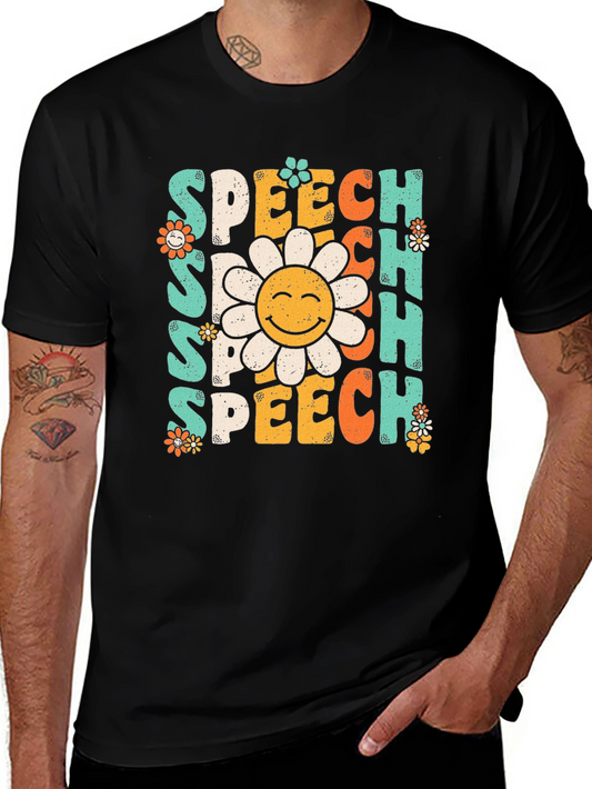 Speech Therapy T-Shirt - Retro Flower Design