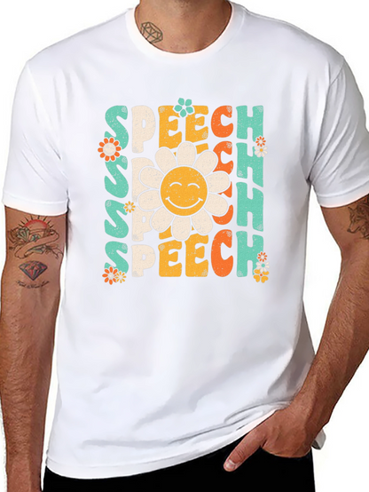 Speech Therapy T-Shirt - Retro Flower Design