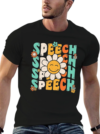 Speech Therapy T-Shirt - Retro Flower Design